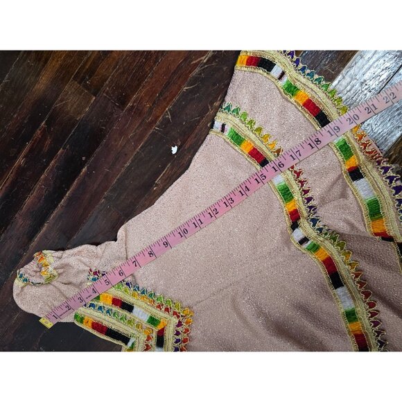 Vintage Handmade Bohemian Pink Glitter Embroidered Dress - Picture 10 of 15